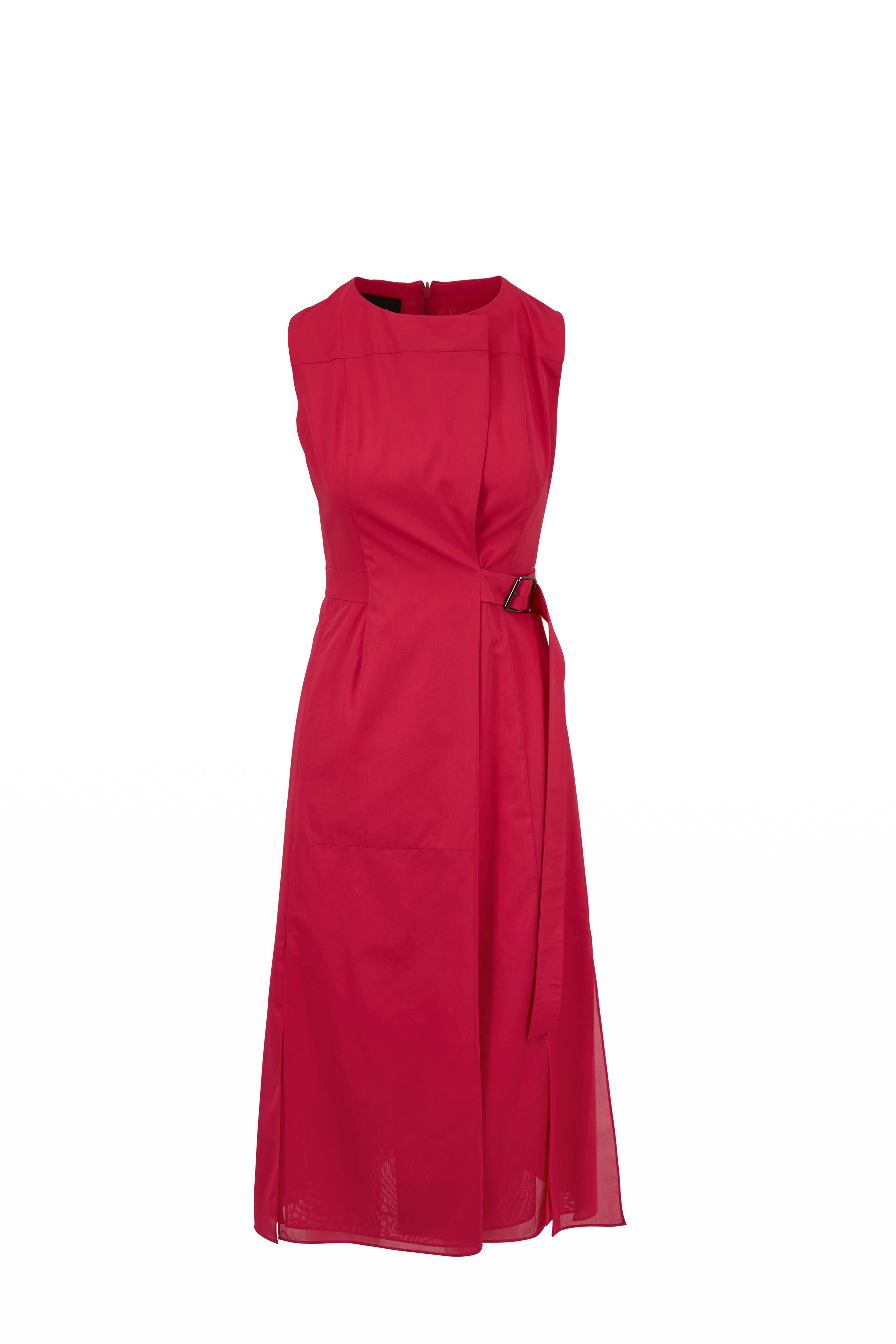 Akris - Pink Cotton Voile Wrap-Effect Sleeveless Dress