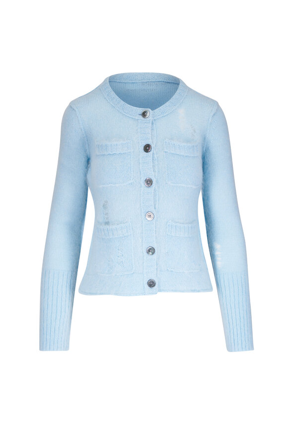 R13 Light Blue Elongated Shrunken Cardigan