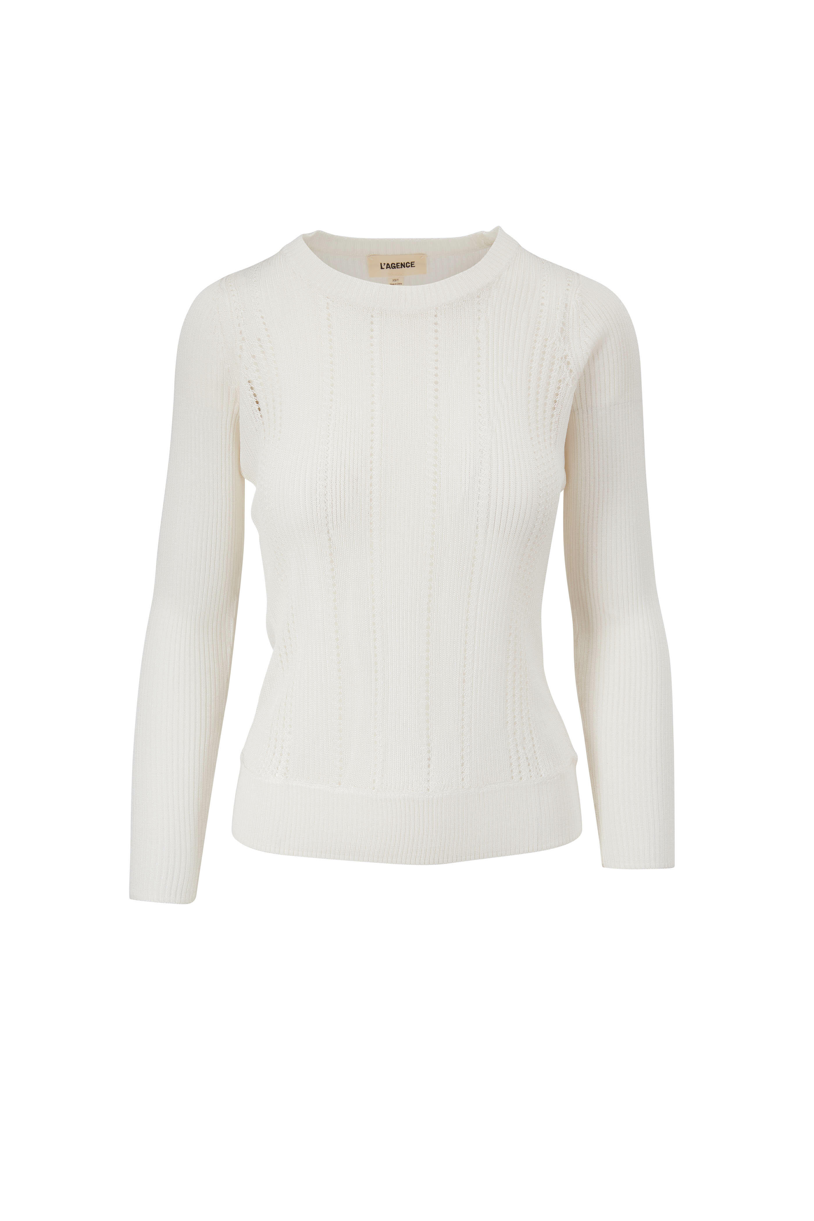 L'Agence - Whitley Ivory Crewneck Sweater | Mitchell Stores