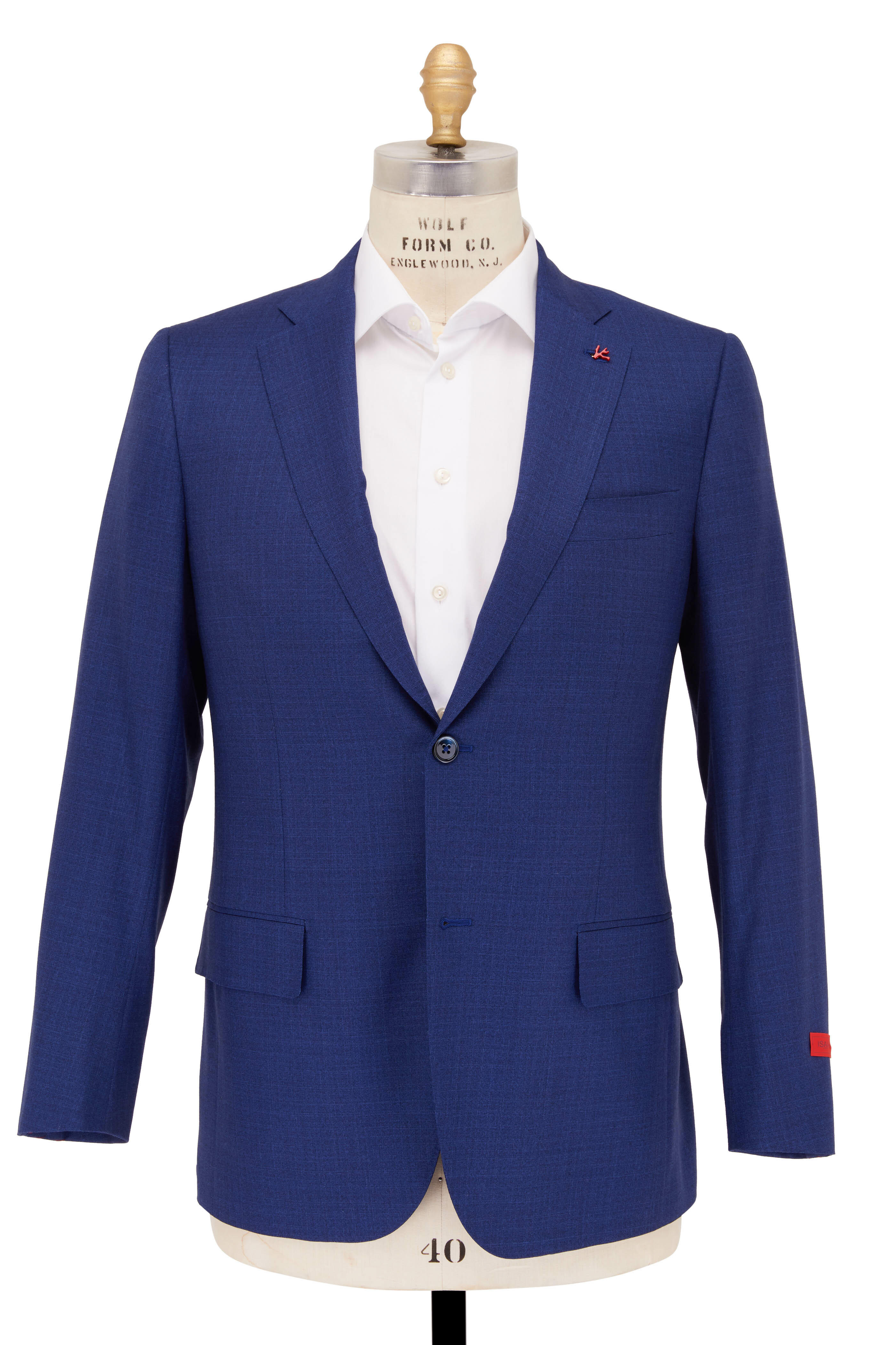 Isaia - Navy Delain Micro Effect Solid Blue Suit