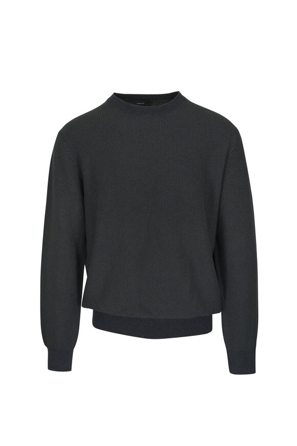 Vince Dark Green Geo Jacquard Crewneck Shirt