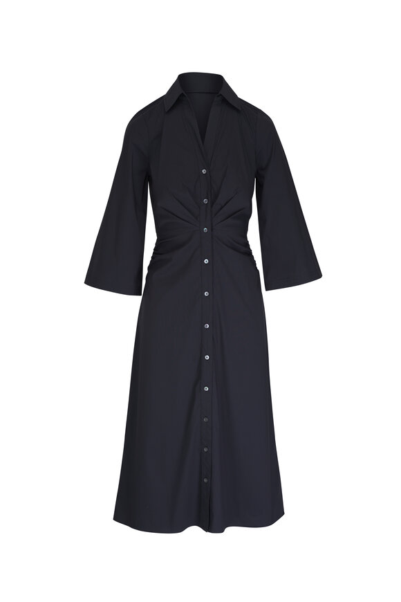 Veronica Beard - Haydon Black Poplin Midi Shirt Dress 