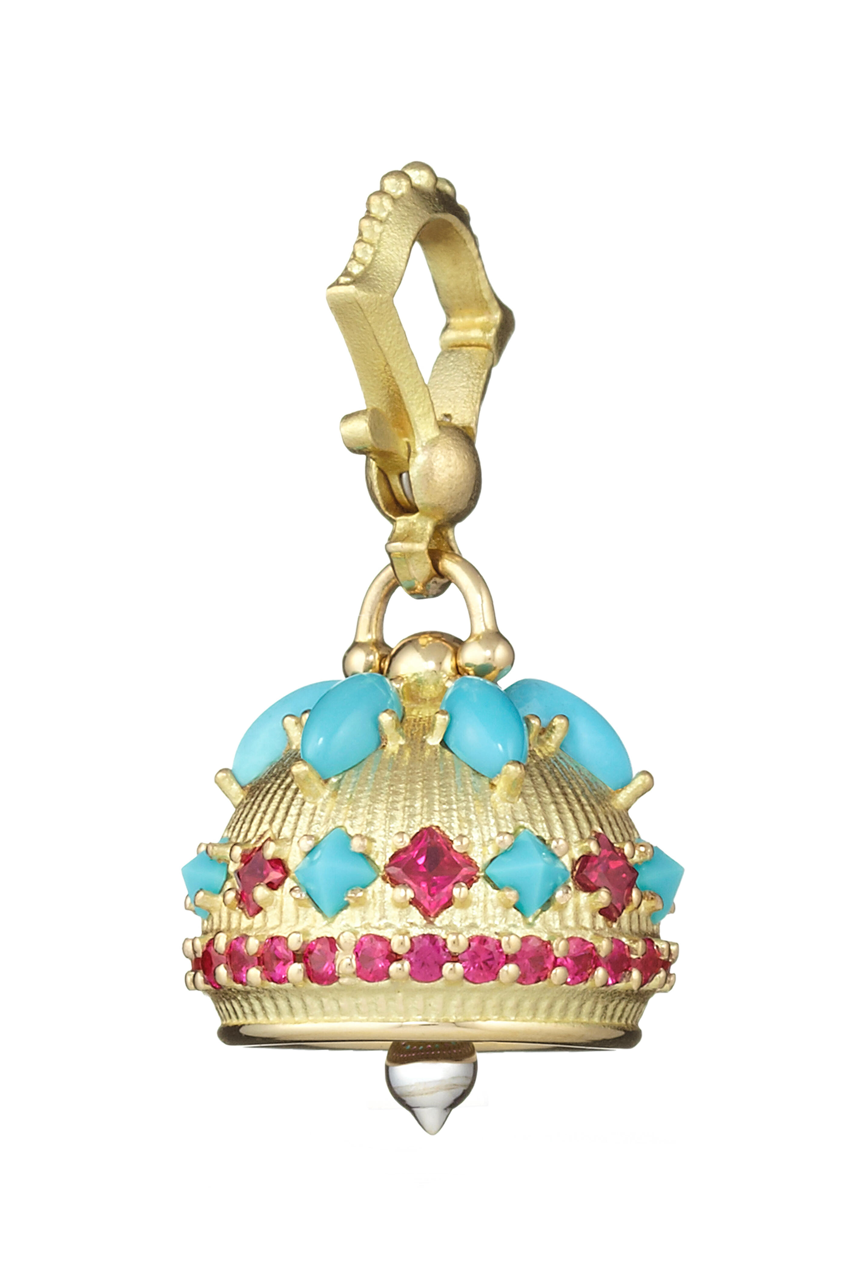 Paul Morelli - Meditation Bell Yellow Gold Turquoise Ruby Pedant