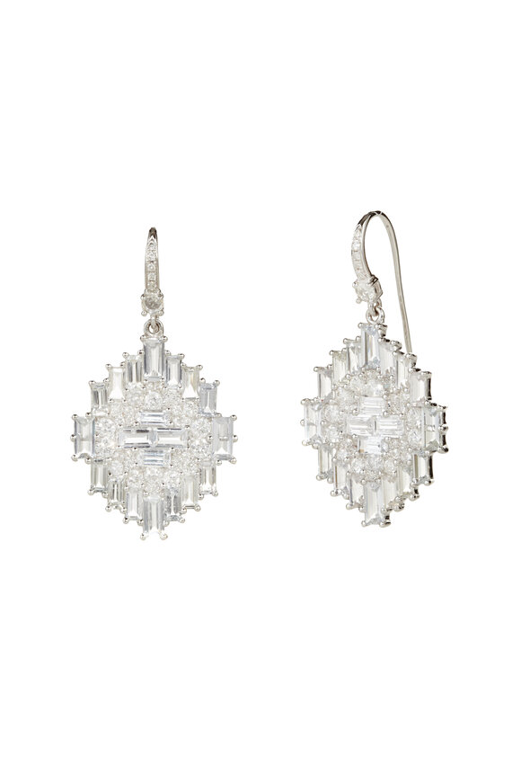 Nam Cho 18k White Gold Diamond and Sapphire Drop Earring - view 1