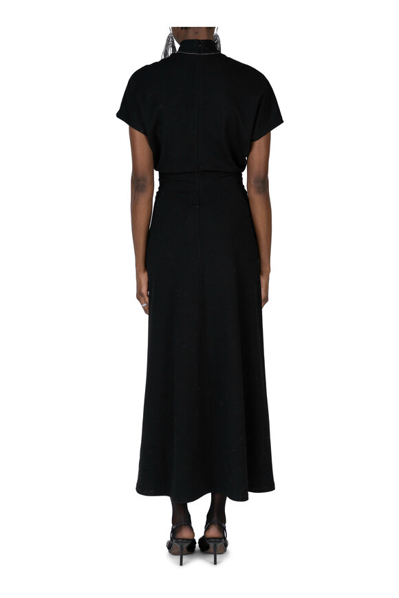 Brunello Cucinelli - Black Short Sleeve Mock Neck Jersey Dress 