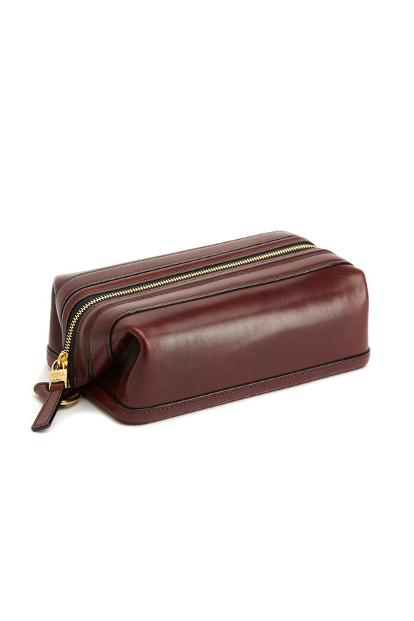 Bosca Dark Brown Leather Dopp Kit
