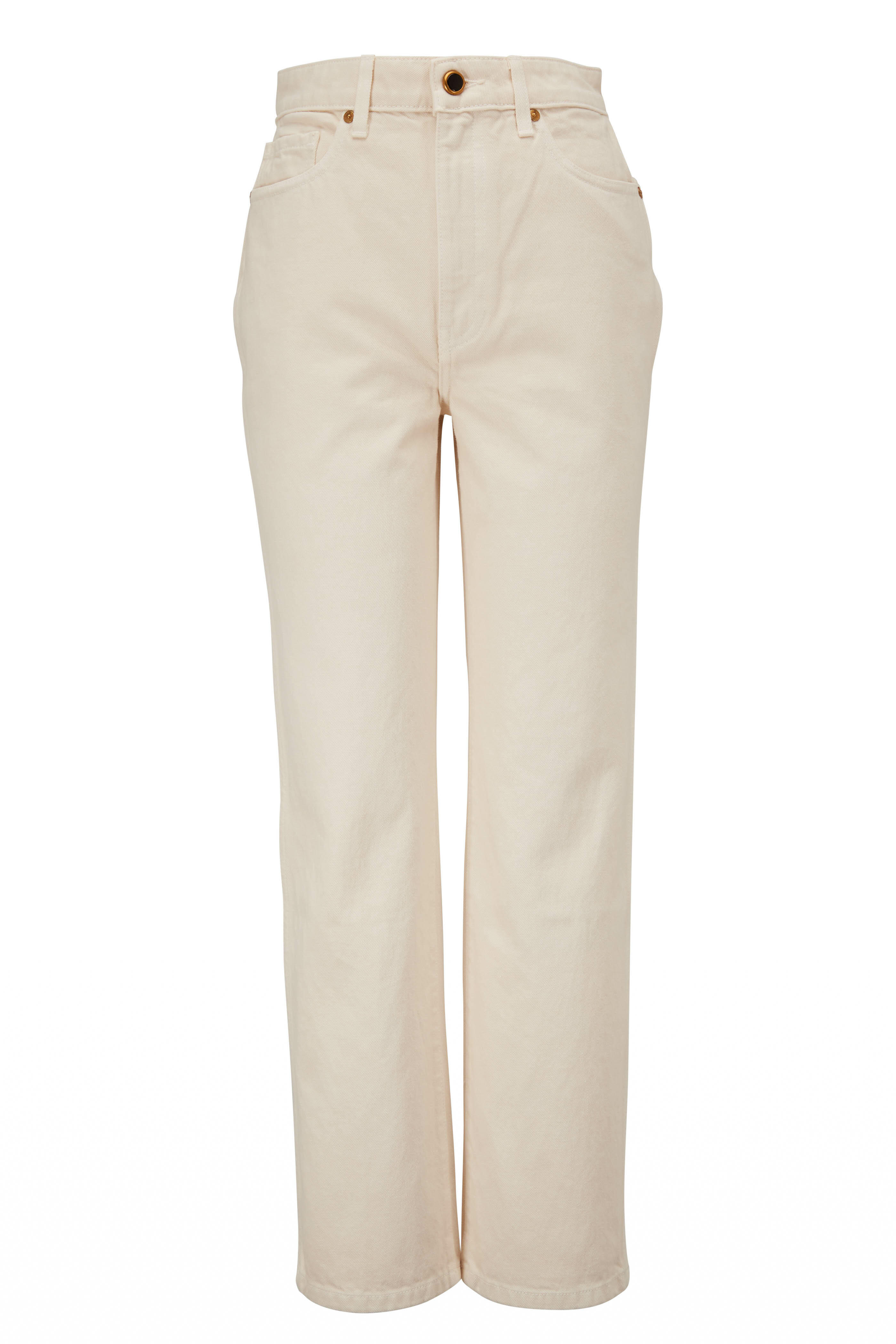 Khaite - Abigail Ivory High-Rise Straight Crop Jean