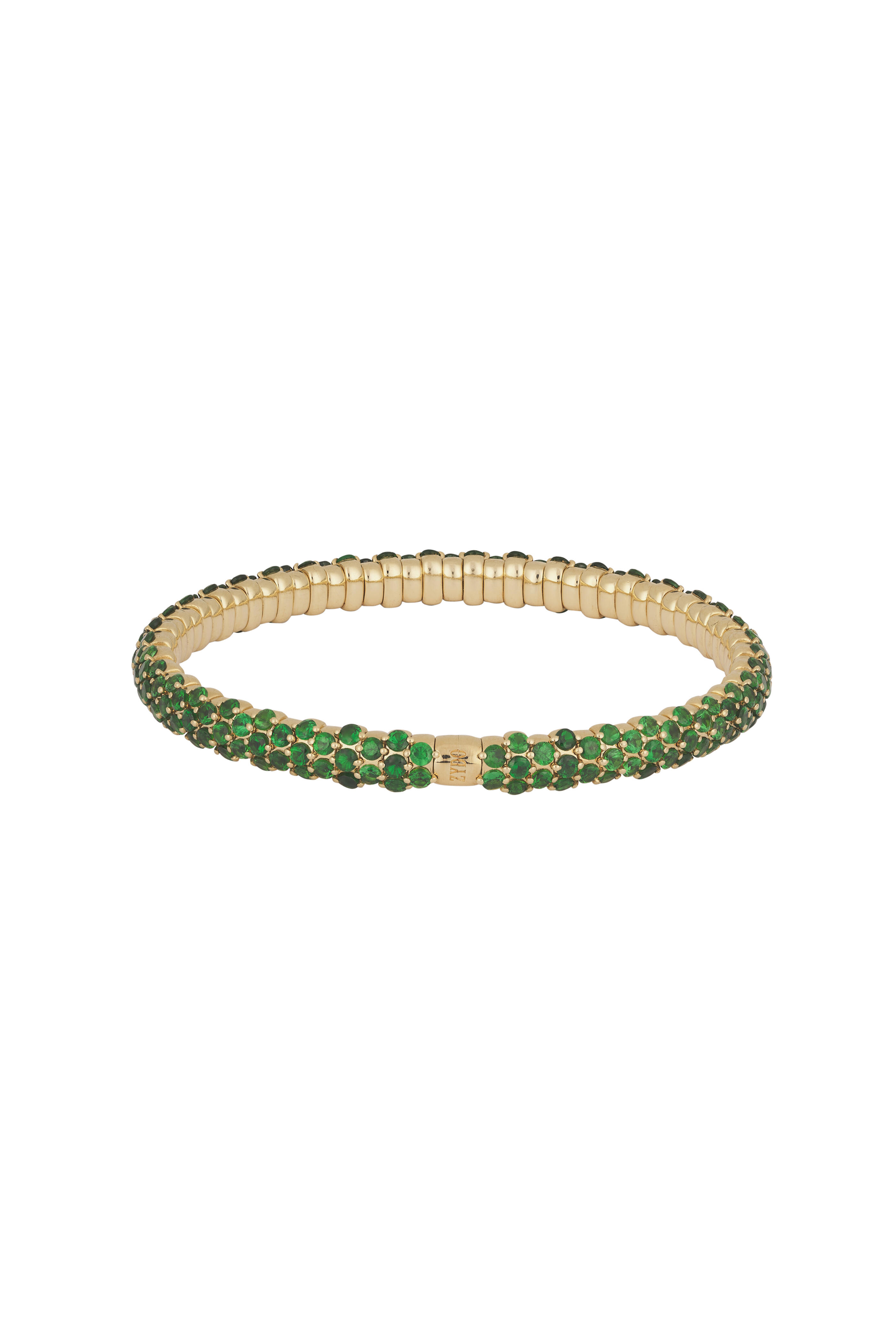 ZYDO - 18k Yellow Gold Tsavorite Slim Stretch Bracelet - view 3