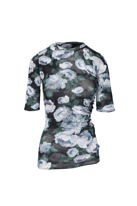 Stella McCartney Blue Bunch Of Roses Mesh Top