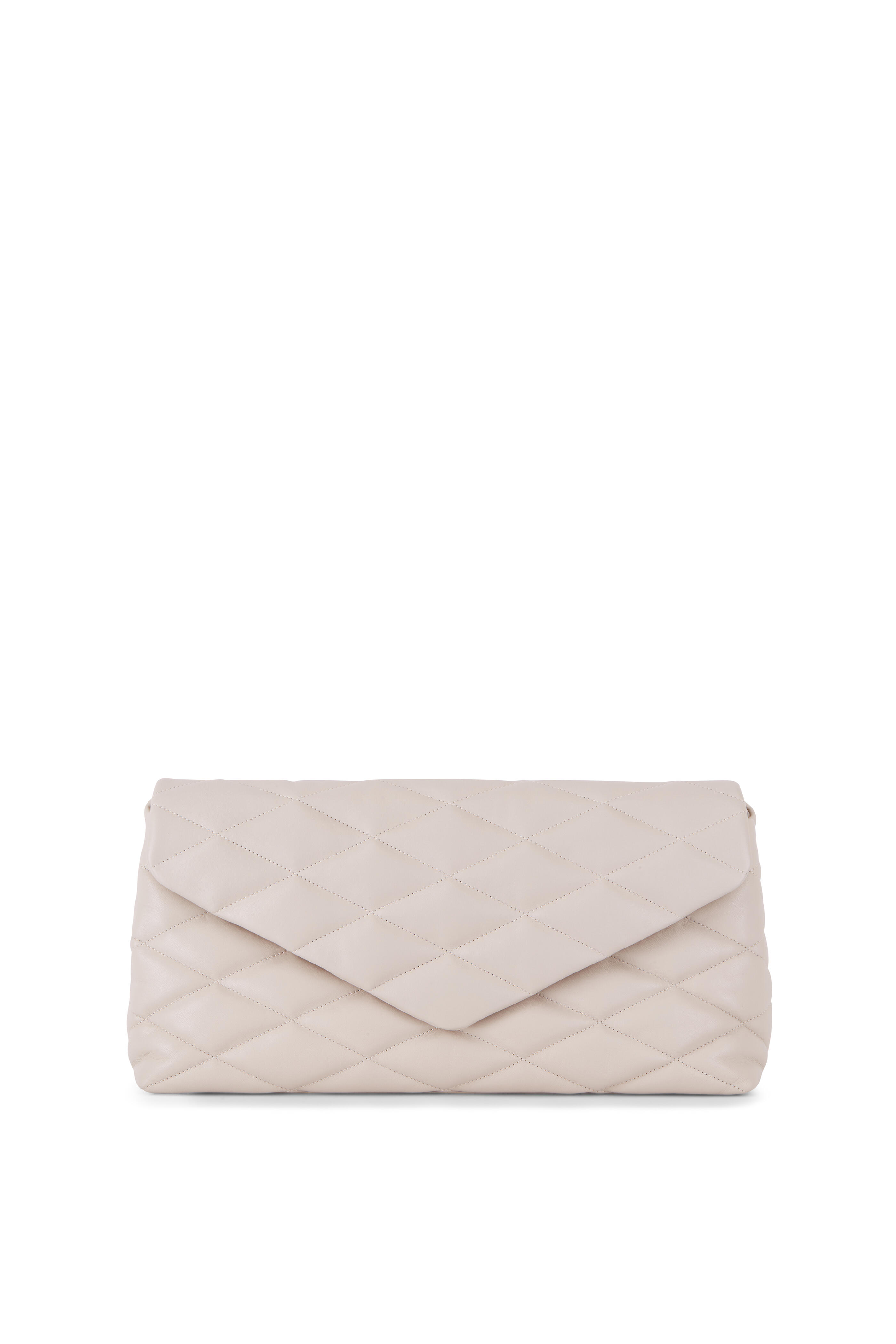 Saint Laurent - Sade Cream Leather Puffer Clutch