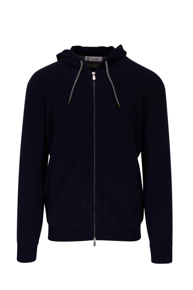 パーカー・フーディ BRUNELLO CUCINELLI Brunello Cucinelli Sweaters BRUNELLO CUCINELLI MEN'S CASHMERE BLEND KNIT HOODIE PULLOVER