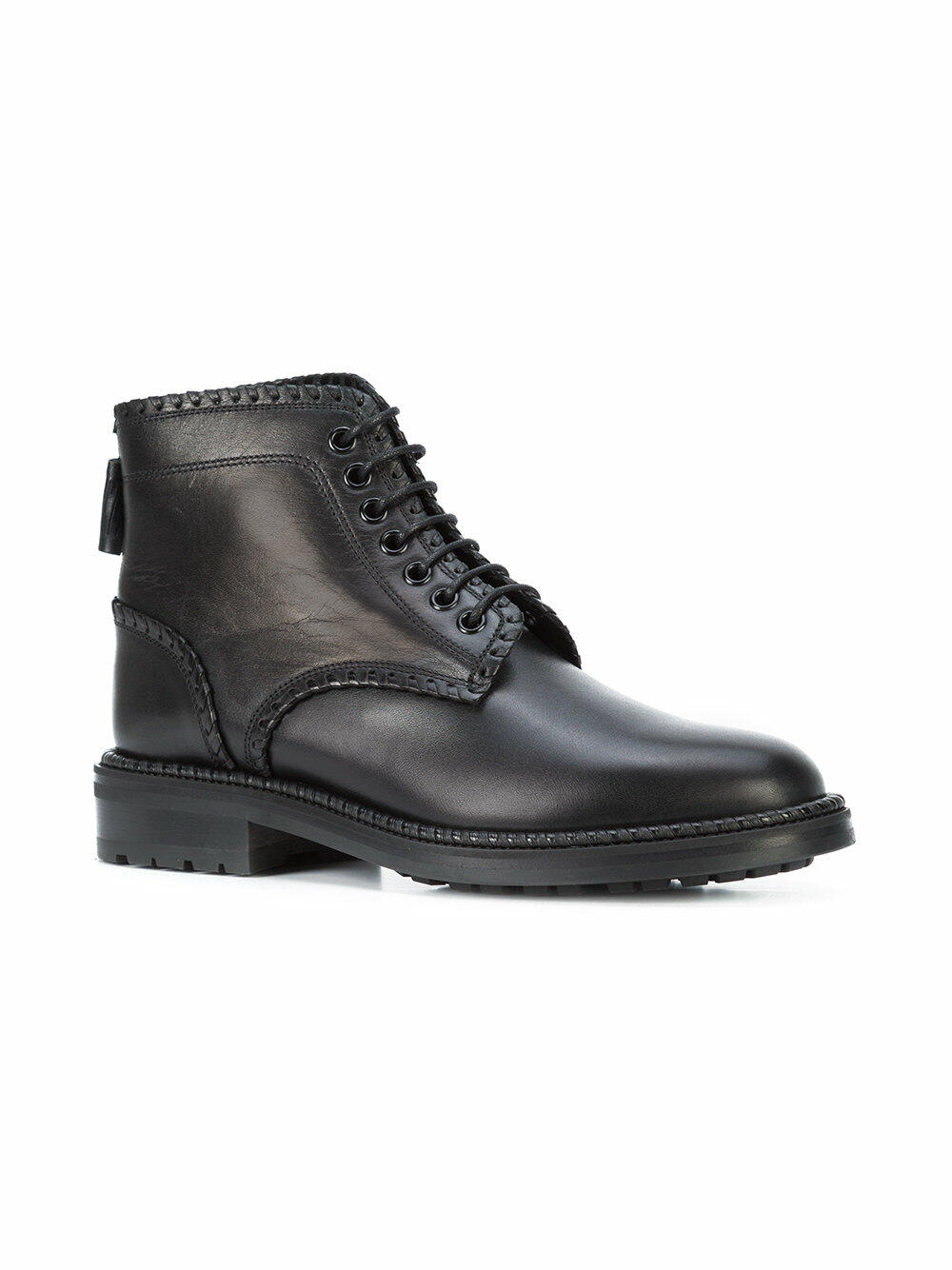 Saint Laurent - William Black Whip-Stitch Detail Combat Boot