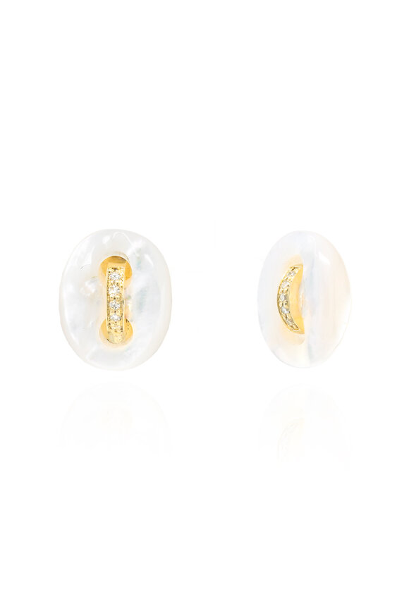Jenna Blake 18k Yellow Gold Diamond & Pearl Mariner Studs