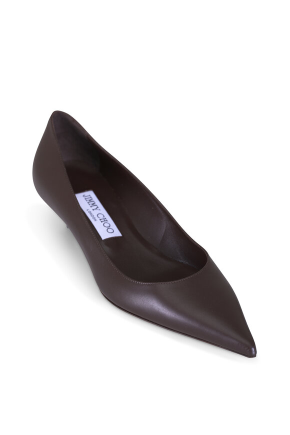 Jimmy Choo Amelia Chocolate Leather Pump, 35mm - view 1