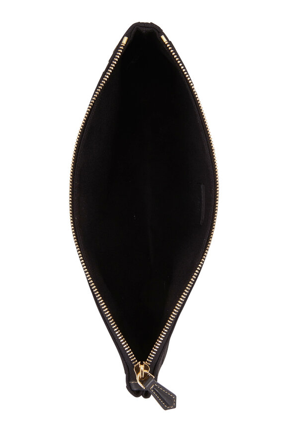 Fendi - Black Canvas Jacquard Logo Medium Pouch 