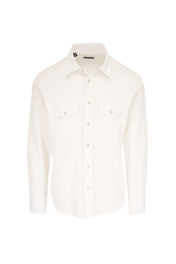 Tom Ford Sugar White Baby Corduroy Western Shirt - view 1