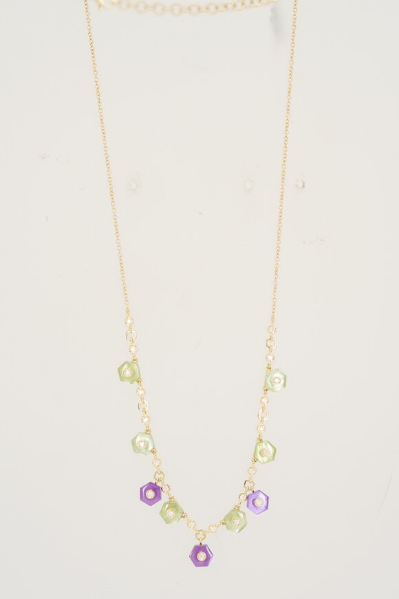 Miseno 18k Yellow Gold Amethyst & Peridot Necklace
