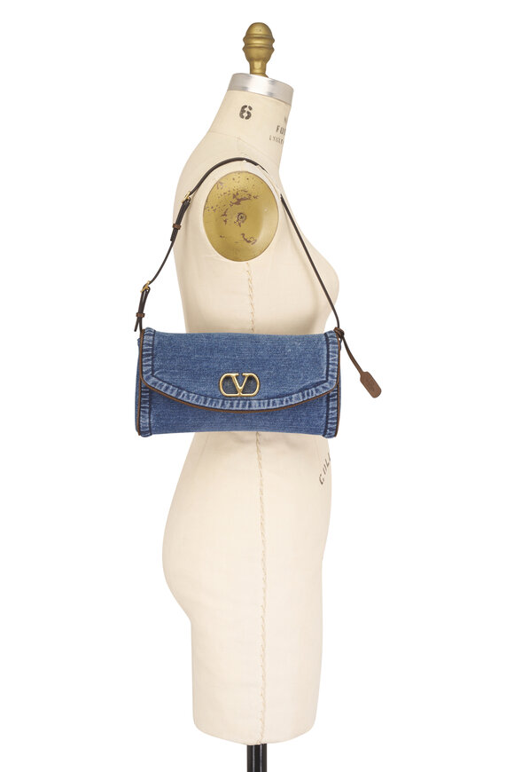 Valentino Garavani Small Devain Denim Shoulder Bag - view 7