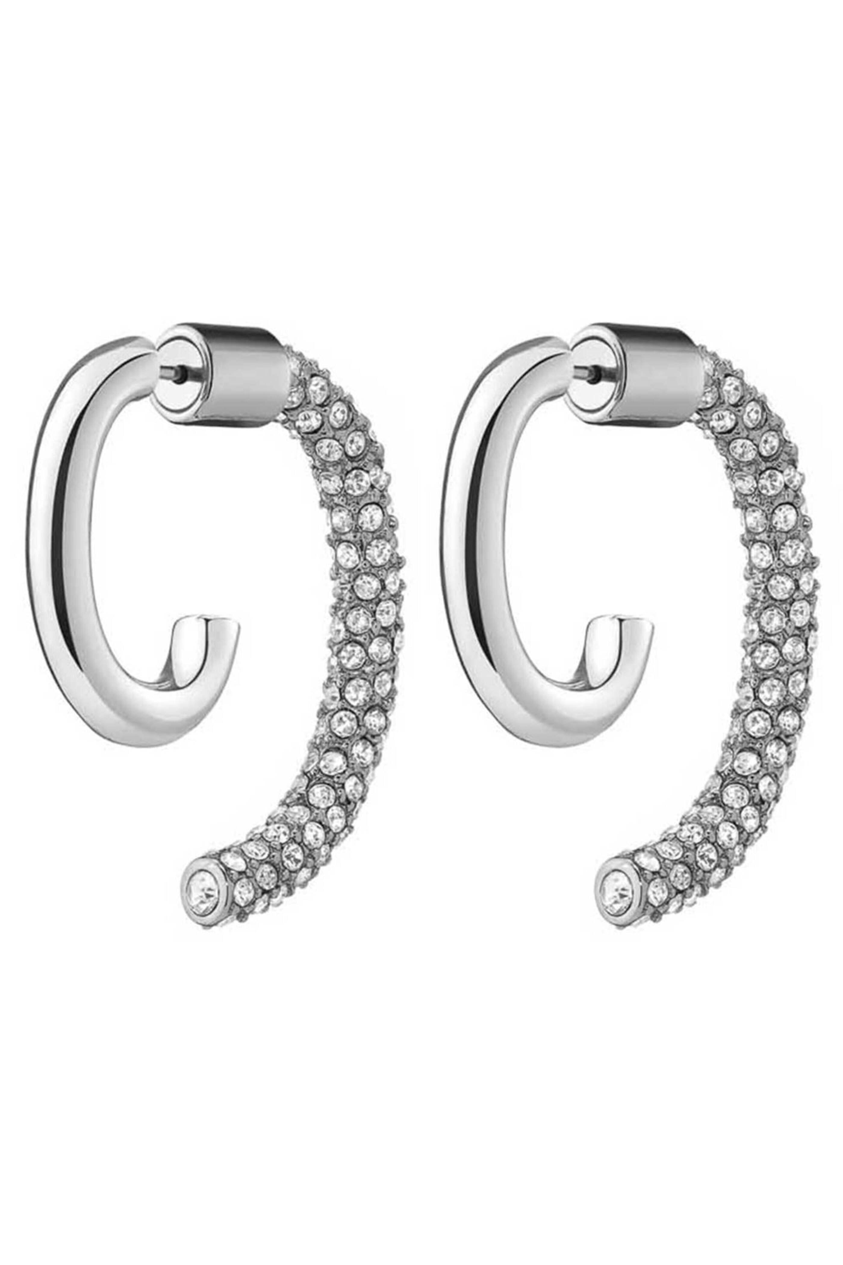 Demarson - Silver Swarovski Crystal Luna Convertible Hoops