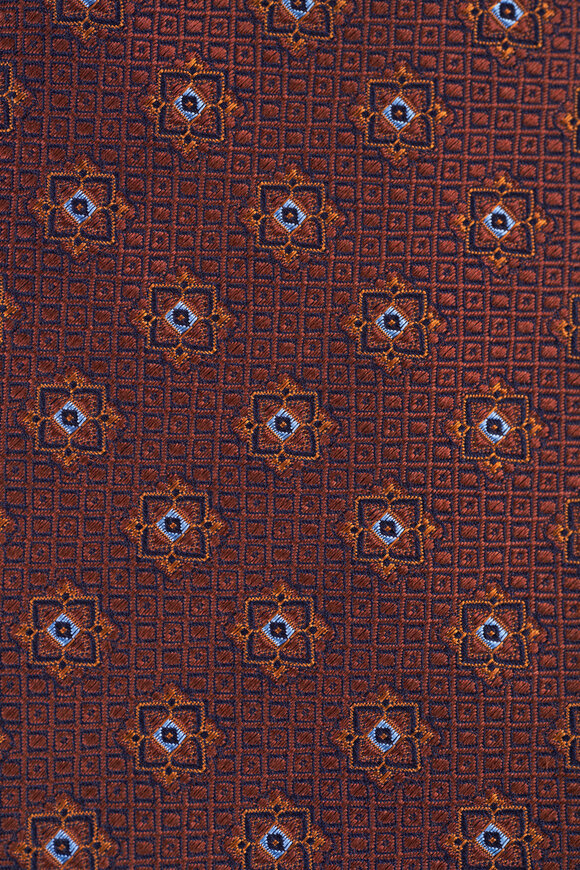 Canali Rust Geometric Silk Necktie - view 2