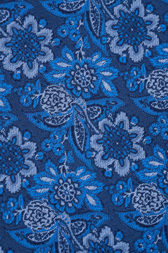 Kiton - Blue Square Wave Silk Necktie