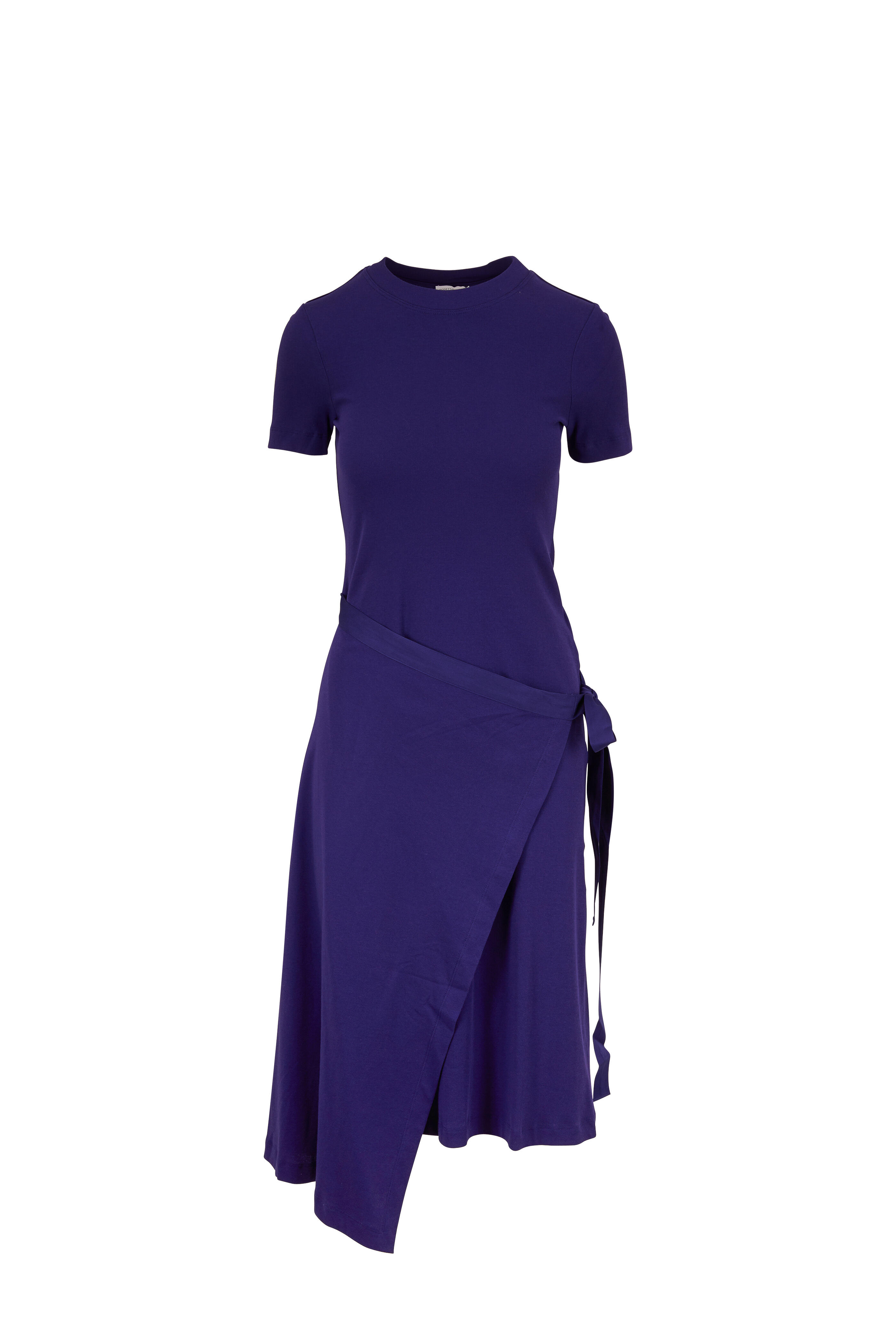 Rosetta Getty - Cobalt Micro Rib Apron Wrap T-Shirt Dress