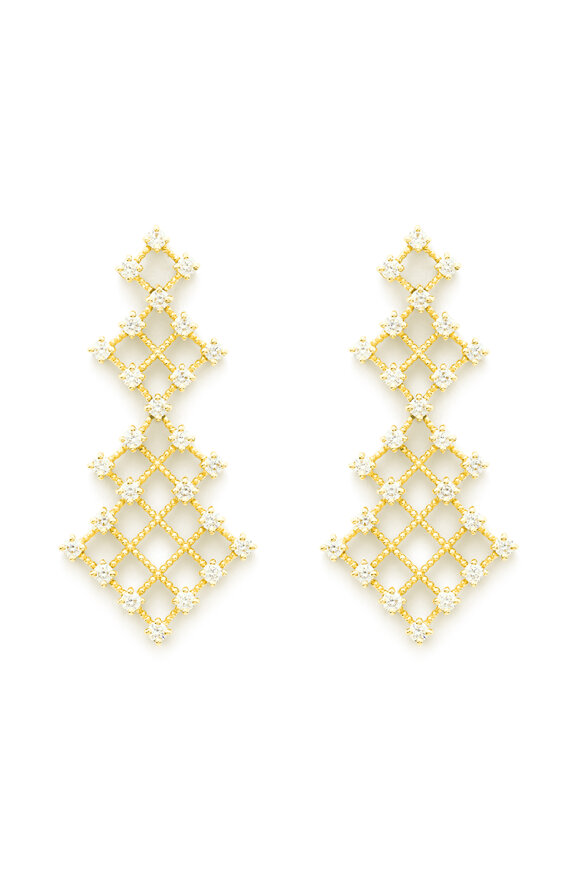 Mellerio 18k Yellow Gold Maglia Diamond Decor Earring