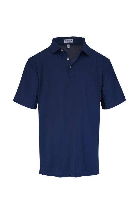 Peter Millar Crown Sport Navy Solid Performance Mesh Polo
