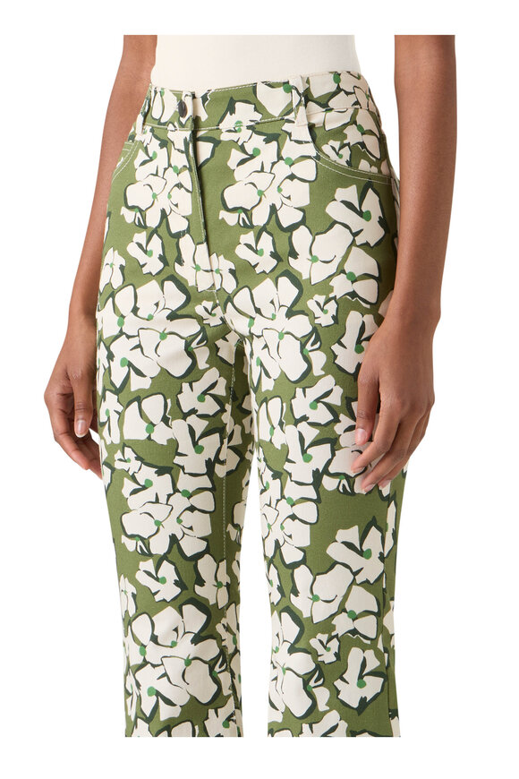 Akris Punto Papercut Green Tea Flowers Crop Straight Leg Jean - view 5