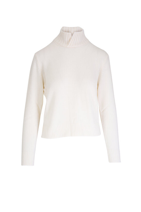 Maurizio Baldassari White Split Neck Cashmere Sweater