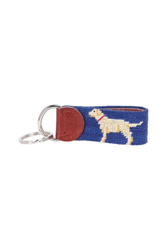 Smathers & Branson - Navy Blue Yellow Lab Needlepoint Key Fob