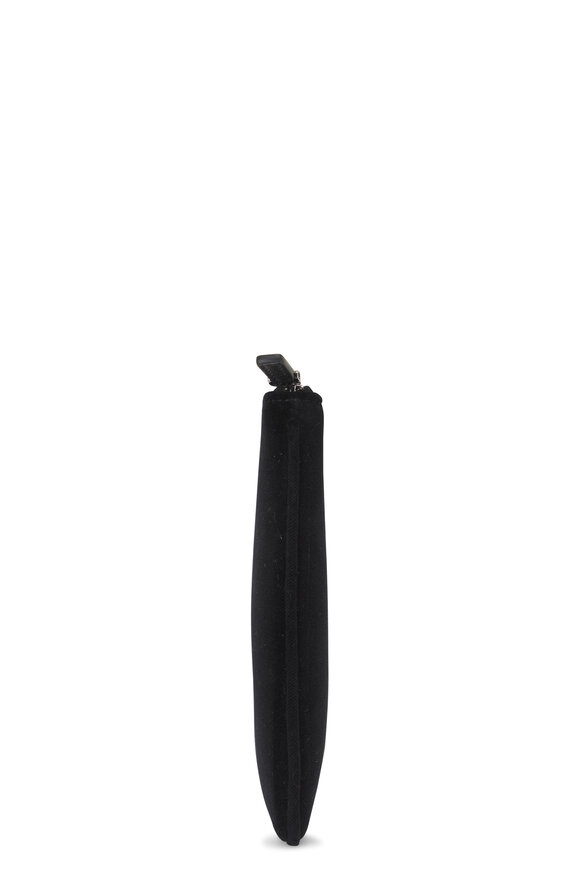 Valentino Garavani VLogo Black Velvet Crystal Pouch - view 4