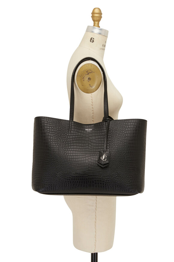 Jimmy Choo - Nine2Five Black Croc Embossed Leather Tote