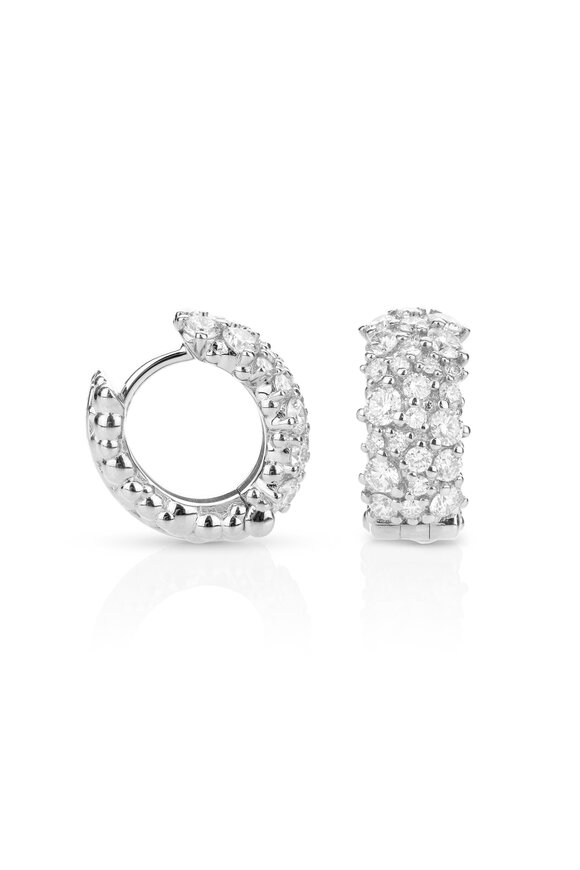 Paul Morelli 18k White Gold Small Oval Diamond Snap Hoop - view 1