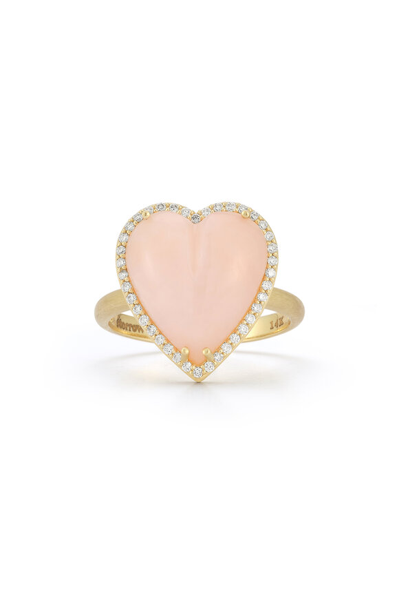 Storrow 14k Yellow Gold Large Opal & Diamond Heart Ring - view 1