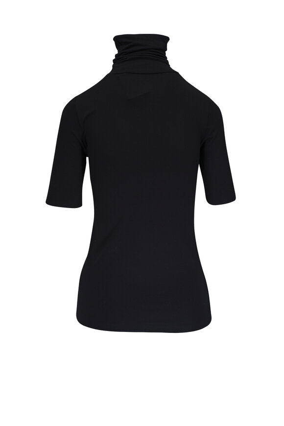 Majestic - Black Elbow Sleeve Soft Touch Turtleneck