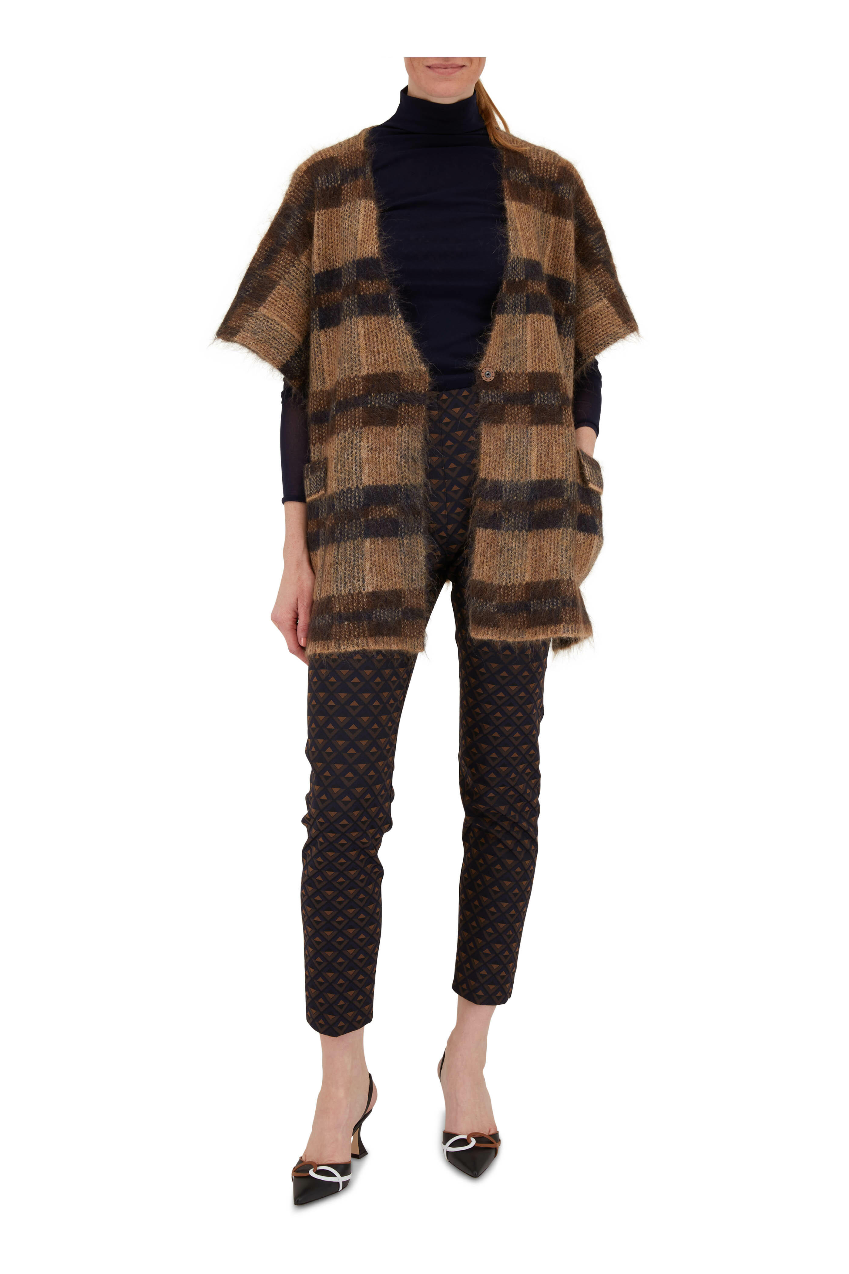 D.Exterior - Mocha Plaid Kimono Vest