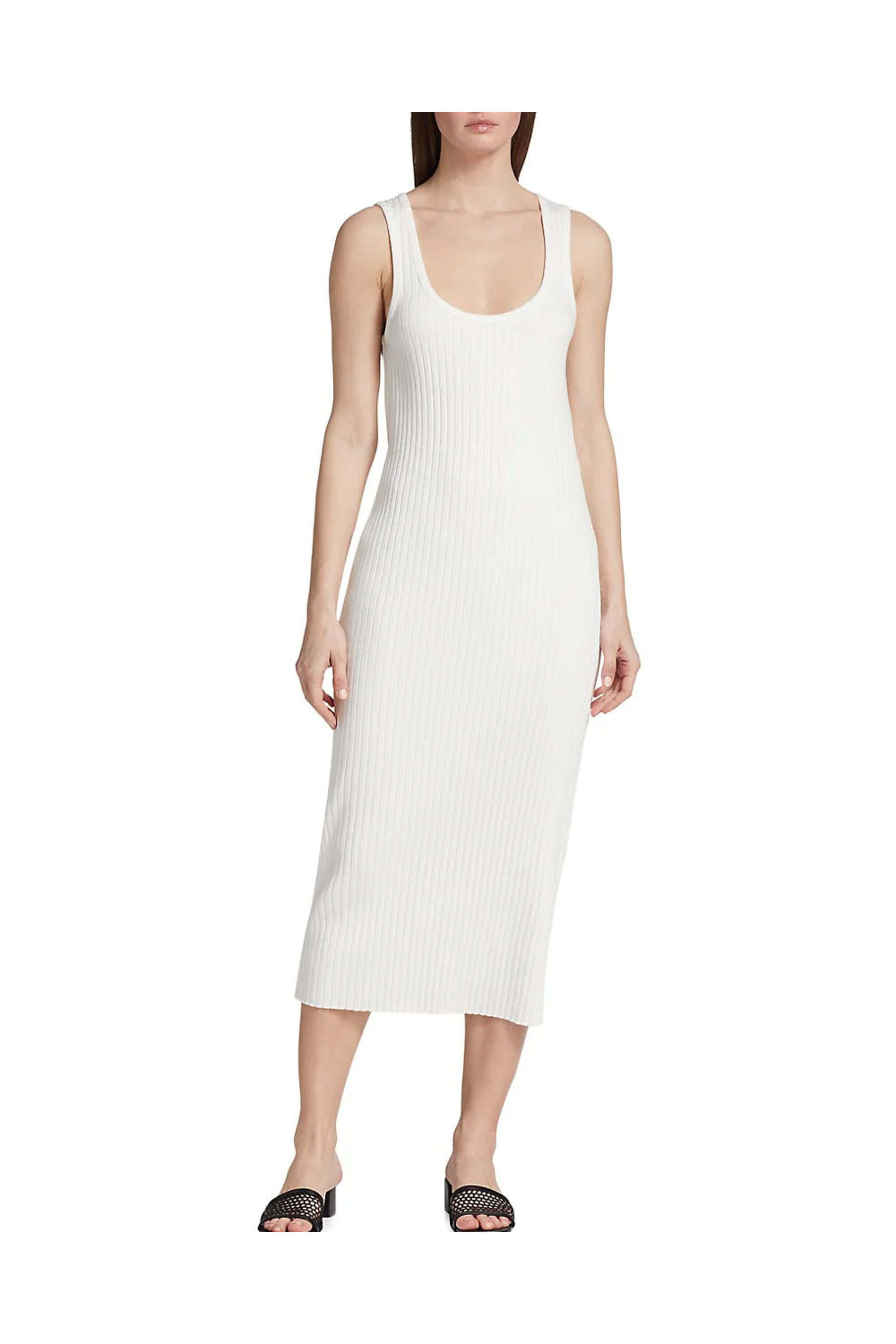 vince rib scoop neck dress Vince Women's Ribbed Scoopneck Midi-Dress - Night Marine