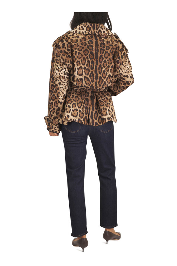 Dolce & Gabbana Leopard Print Cotton Short Trench Coat - view 4