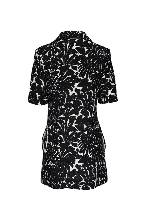 Saint Laurent - Short Sleeve Palm Printed Mini Shirtdress 