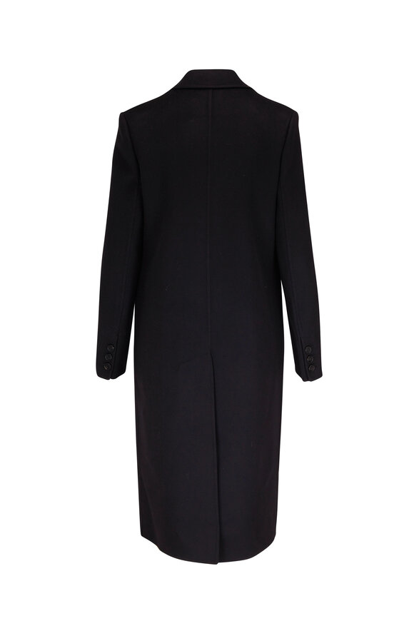 Valentino - Black Compact Drap Long Coat 