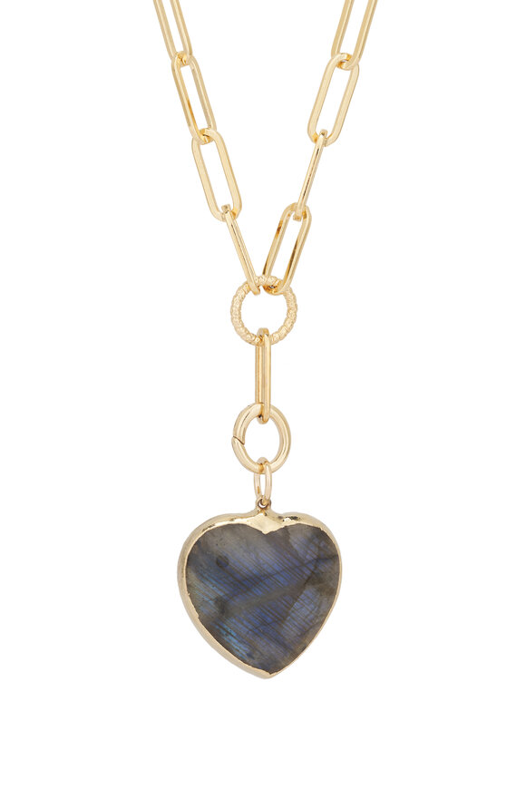 Cristina V. Labradorite Heart Paperclip Necklace - view 2