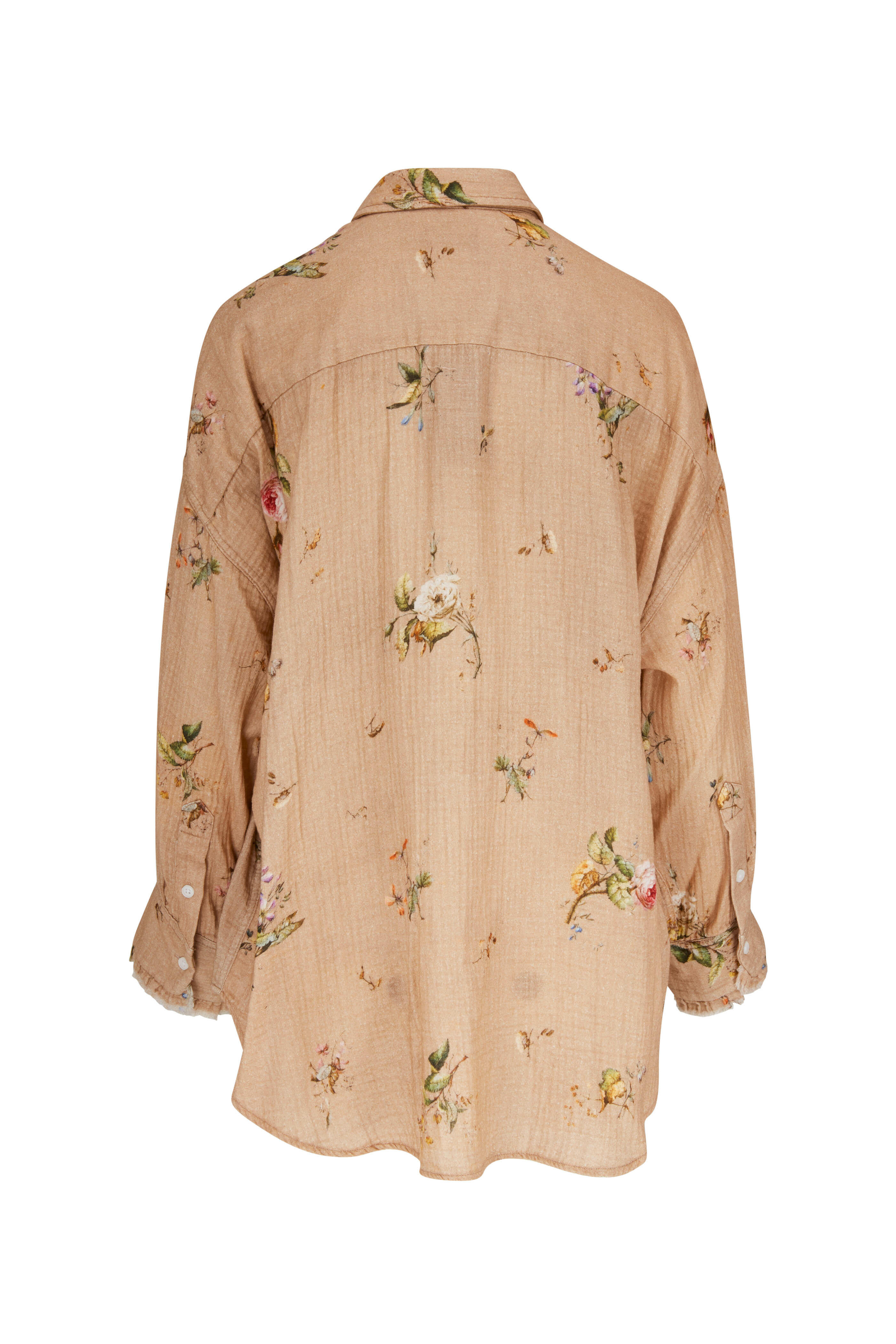 R13 - Floral Khaki Drop Neck Tuxedo Shirt