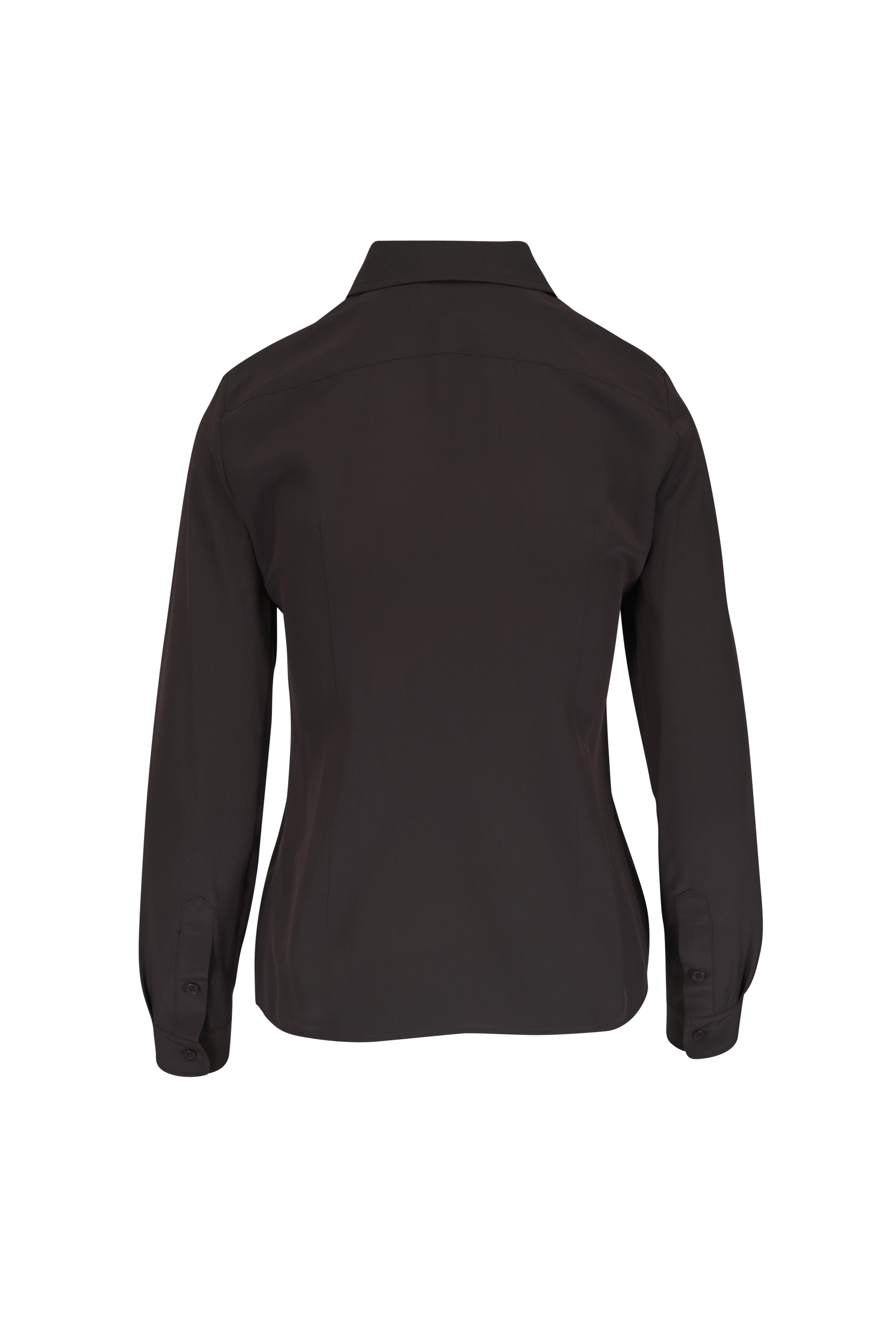 Nili Lotan - Simone Brown Silk Blouse - view 4