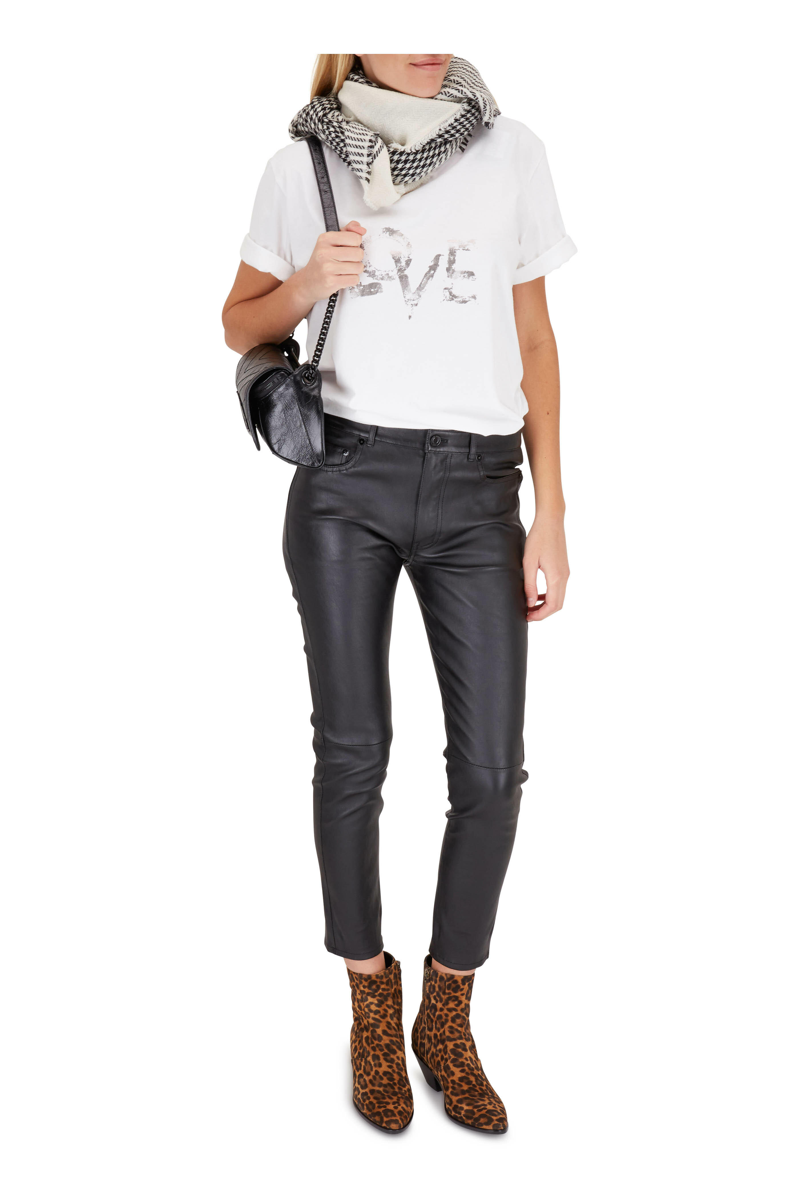 Saint Laurent - Natural Foiled Silver LOVE T-Shirt