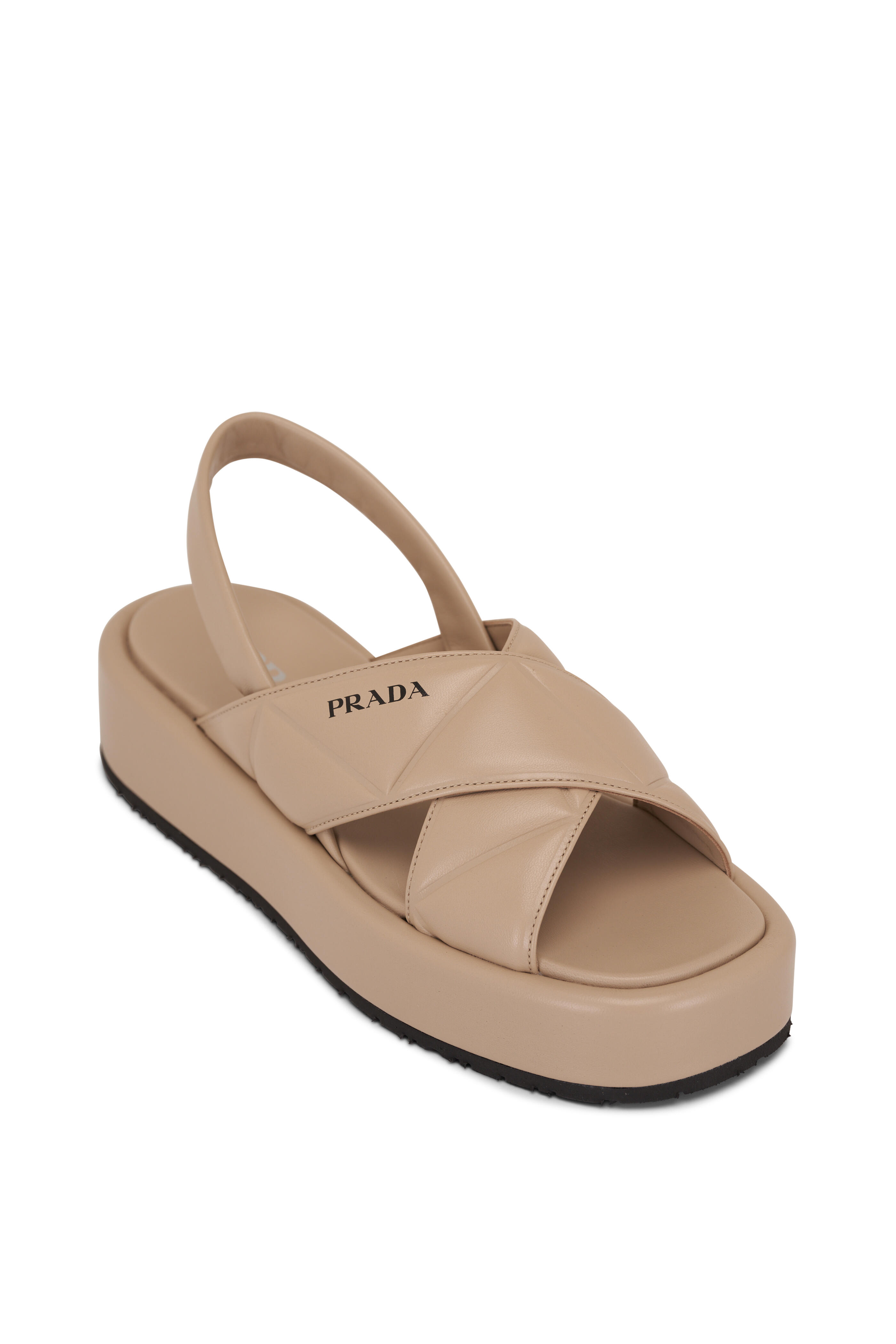 サンダル・ミュール Prada Smooth Leather Flatform Sandals Prada - Deserto Leather Criss Cross Flatform Sandal
