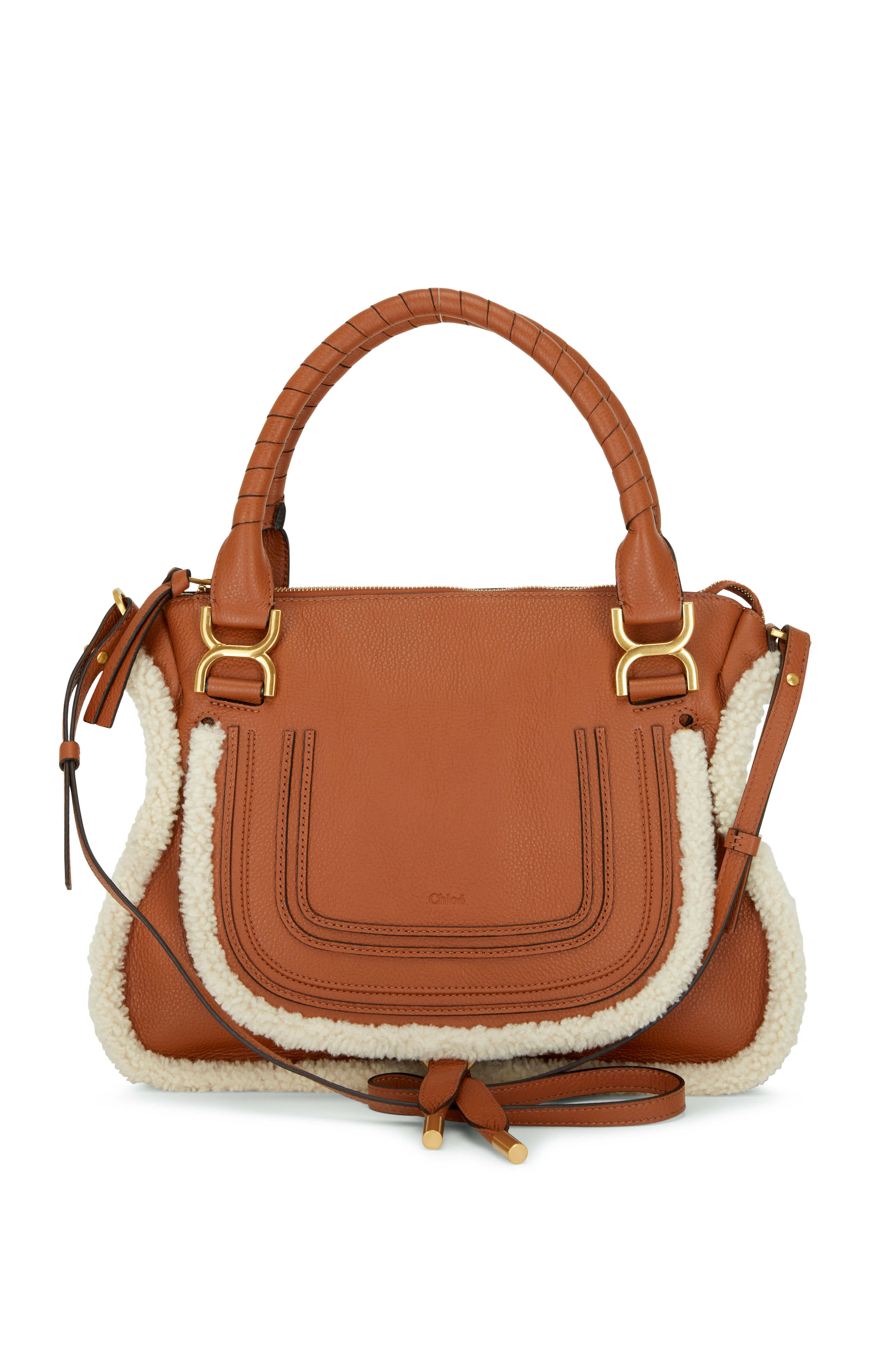 CHLOE Marcie Large Calfskin Leather Shoulder Bag Tan