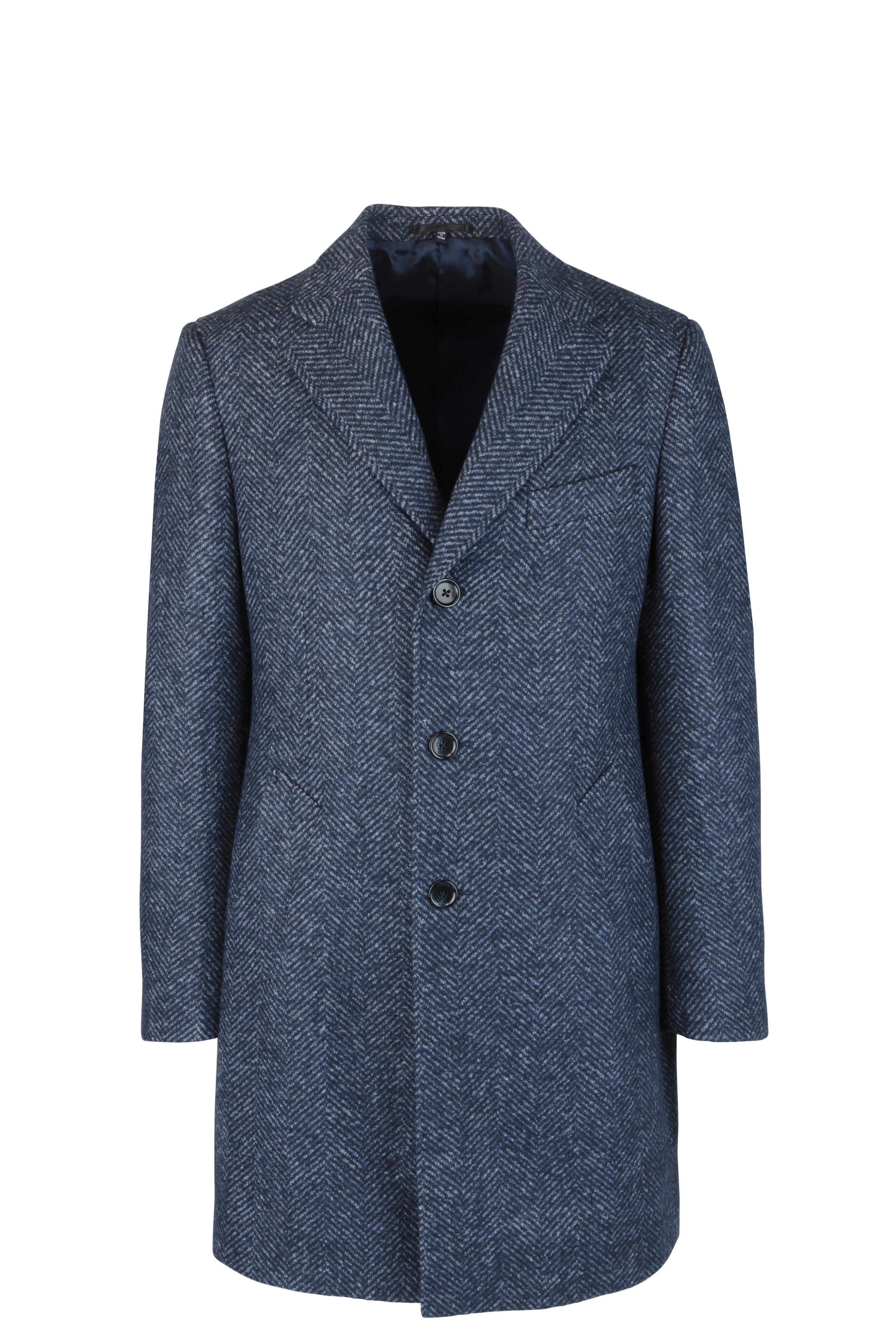 Wool Blend Herringbone Overcoat