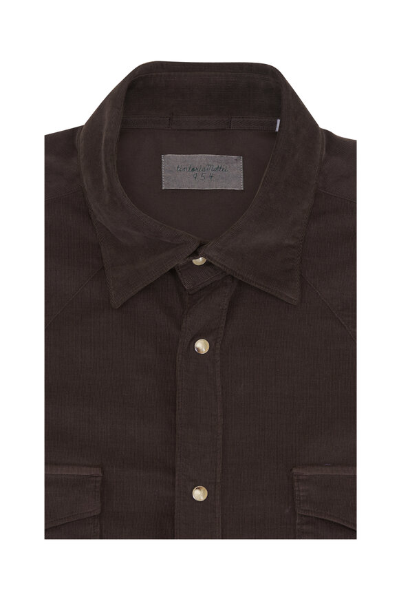 Tintoria Brown Garment Dyed Mini Corduroy Sport Shirt
