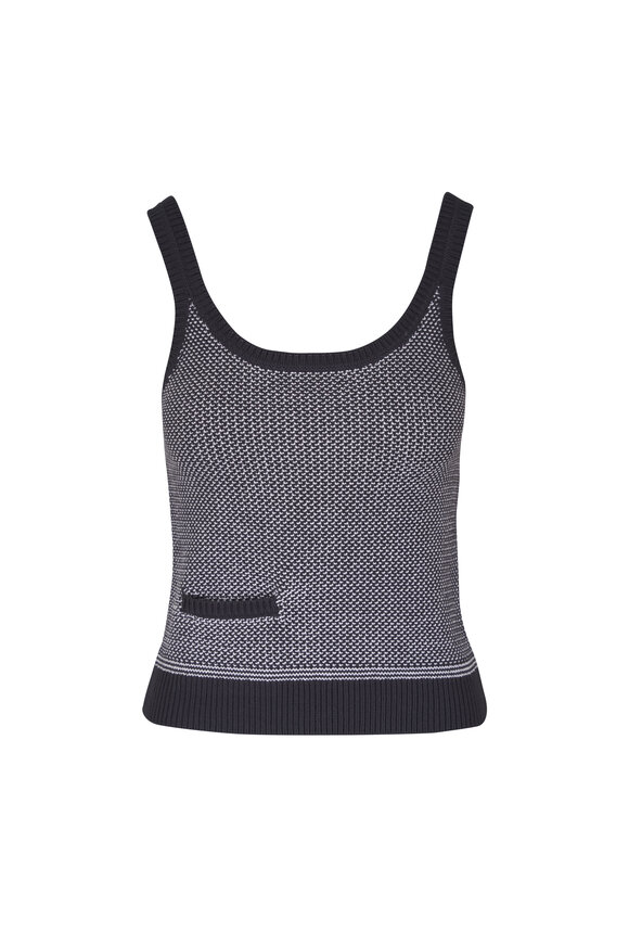 Vince Birdseye Ink & Off-White Cotton Pocket Tank - view 1